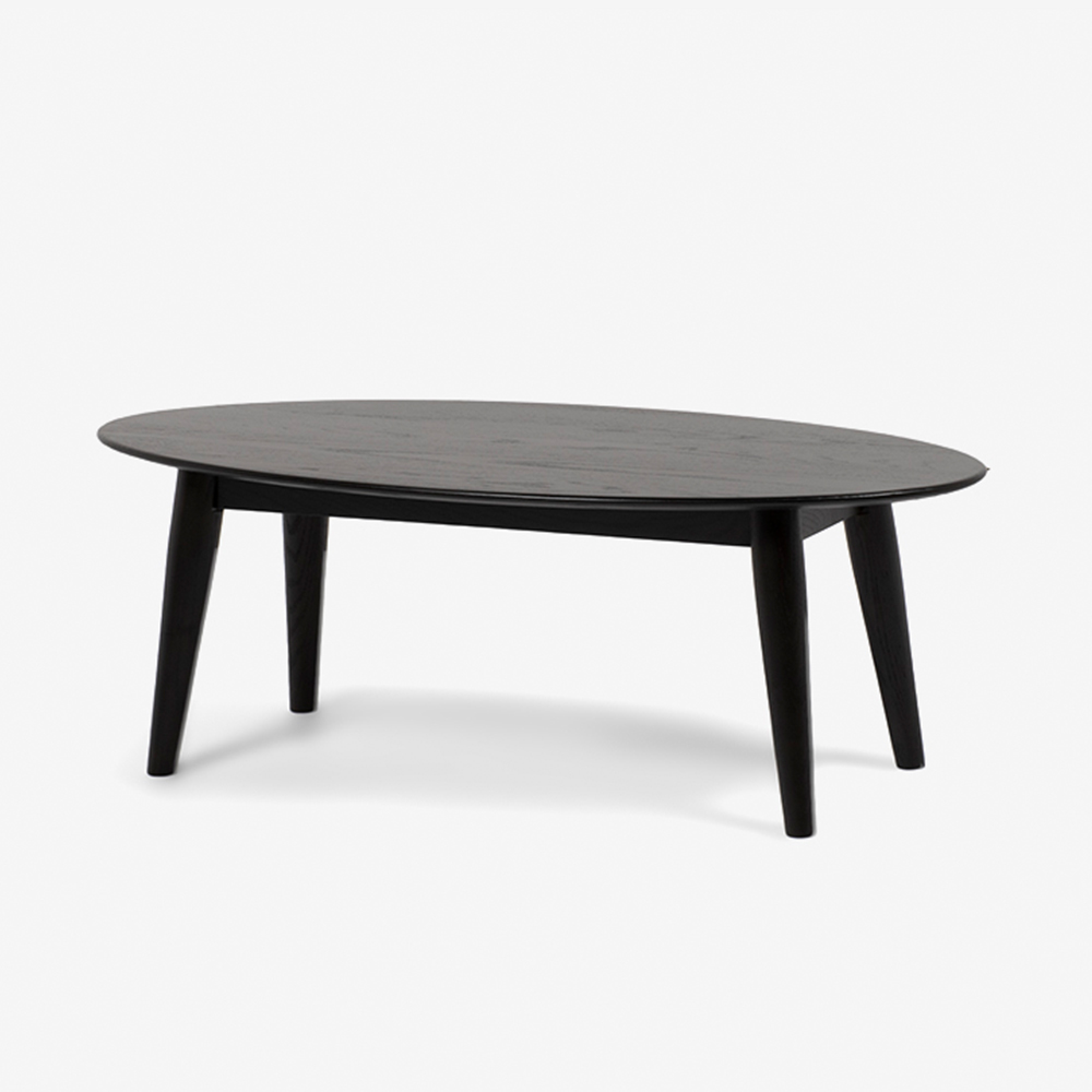 センターテーブル「シネマ2」楕円型 レッドオーク材 ダークブラウン色