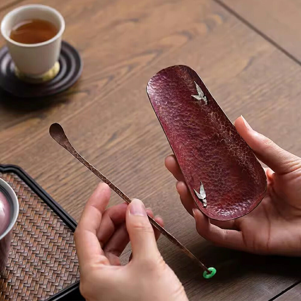 虫喰 竹彫刻 茶則 茶合 仙媒 茶道具 煎茶茶道 中国茶 竹工芸 蓮 蟹