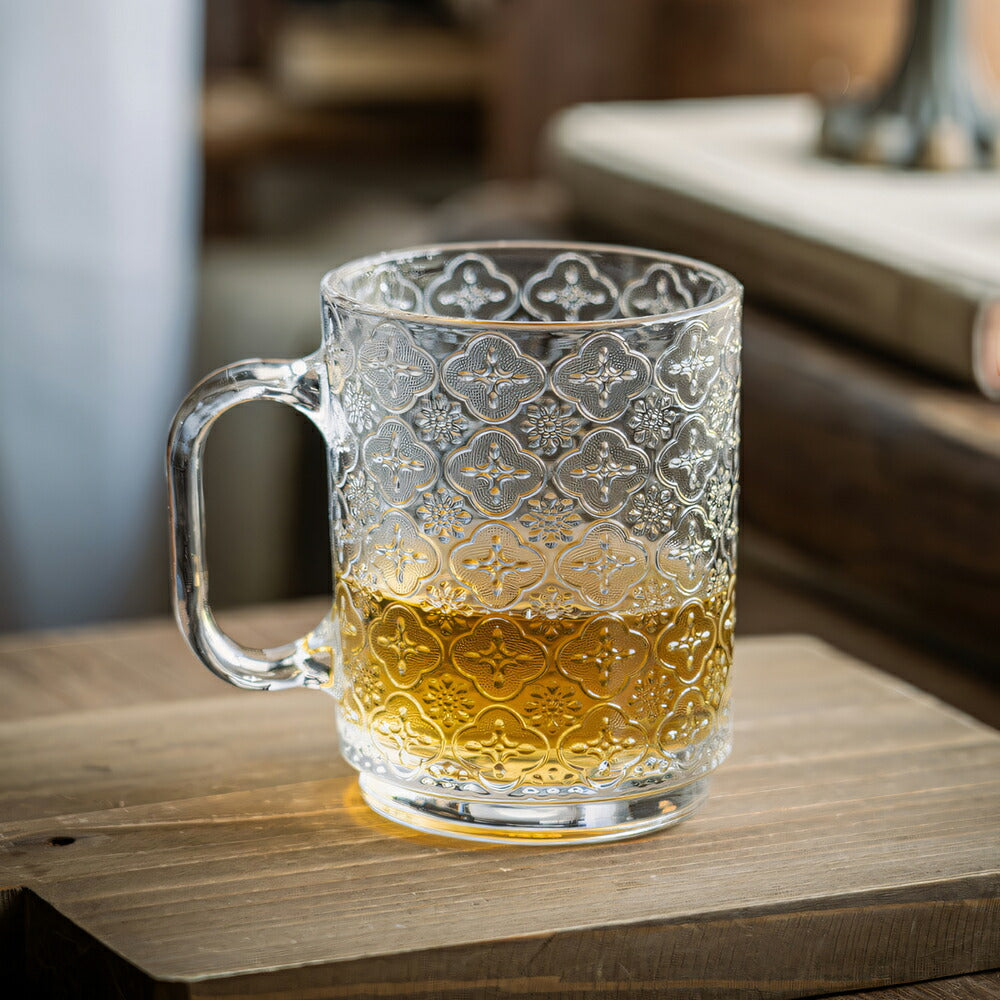 IwaiLoft「花海棠」ガラス グラス ガラスマグ 400ml ガラスカップ