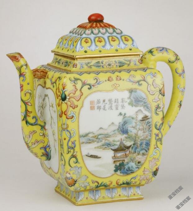 中国古美術 清末民国時代 粉彩大壺 大罐 開光山水風景文 高さ30cm 中国