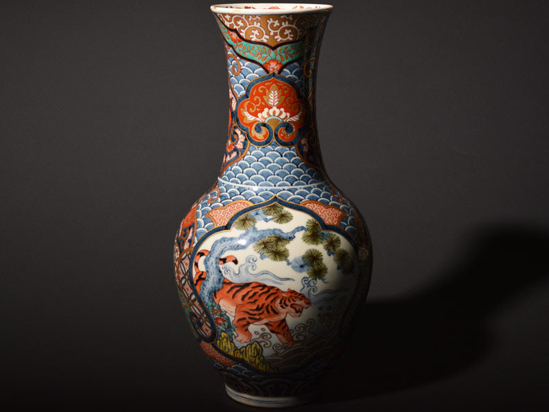 伊万里 細長瓢箪徳利 色絵 鑑賞陶磁器 花紋】◇骨董古美術 インテリア