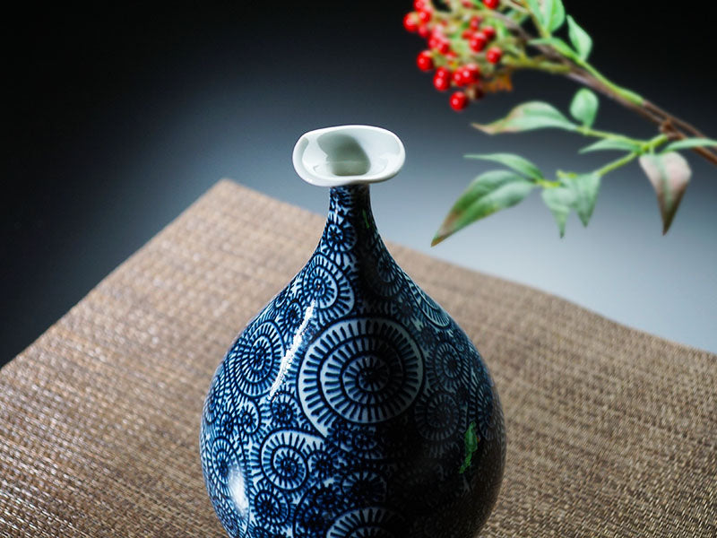 エミール・ガレ 風 ガラス製大型花瓶 高さ40cm 蜘蛛の巣のデザイン