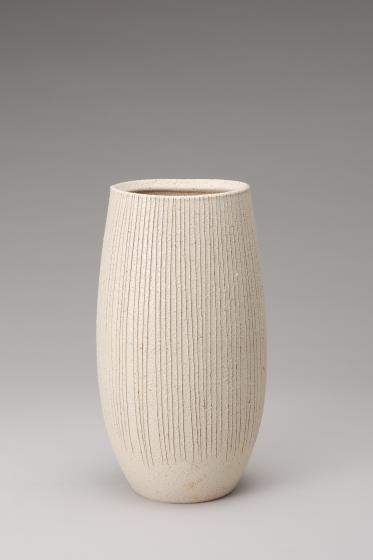 陶器 花入れ 白釉薬 球体 Ac-248