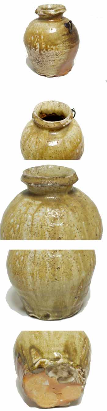 廣永窯 坪島土平作 伊賀大わび花入 灰被手 茶道具 伊賀