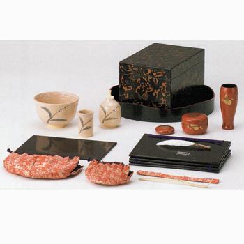 利休茶箱セット 黒錦塗（全点前対応）【販売】-茶道具は京都しみず孔昌堂