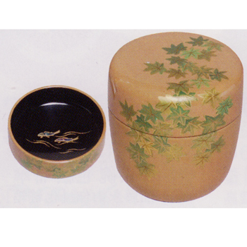 中棗 白塗 川蝉蒔絵 祐斎作 茶道具 なつめ 棗 お薄器 中棗 白漆 川蝉