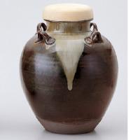 京焼 万代草山 飾壺 茶壷 飾網紐付 共箱 [B33878] 高さ