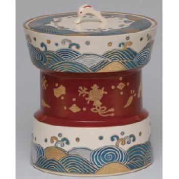 水指 杵型 金銀波に兎【販売】-茶道具は京都しみず孔昌堂