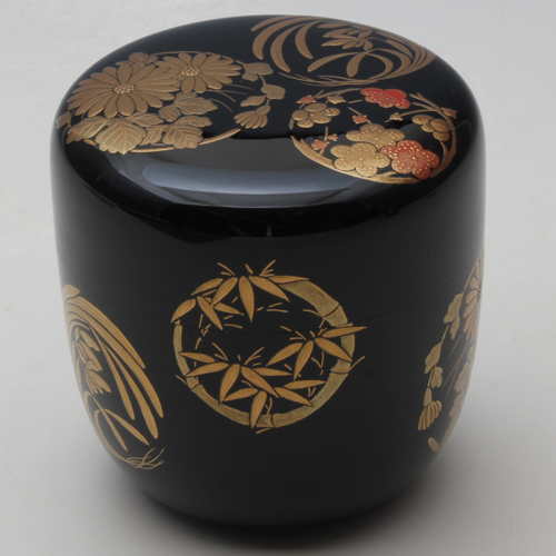 黒大棗 四君子花丸蒔絵 内銀【販売】-茶道具は京都しみず孔昌堂