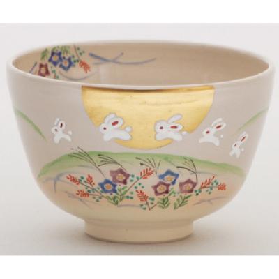 茶碗 色絵 秋草とうさぎ【販売】-茶道具は京都しみず孔昌堂