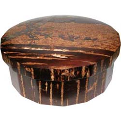 送料無料】秋田角館樺細工（桜皮細工）の茶びつ。山桜の木の皮を使った