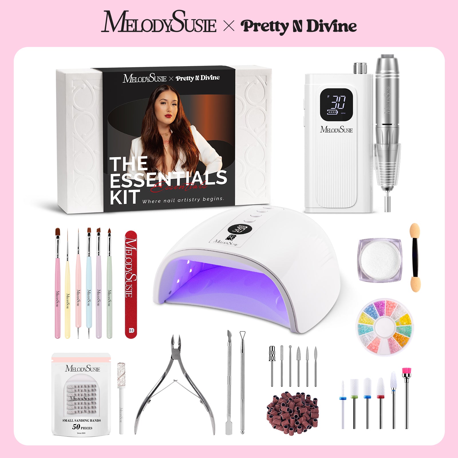 Melodysusie x Prettyndivine SC300F Nail Drill & P-Plus30G Nail Lamp Gi