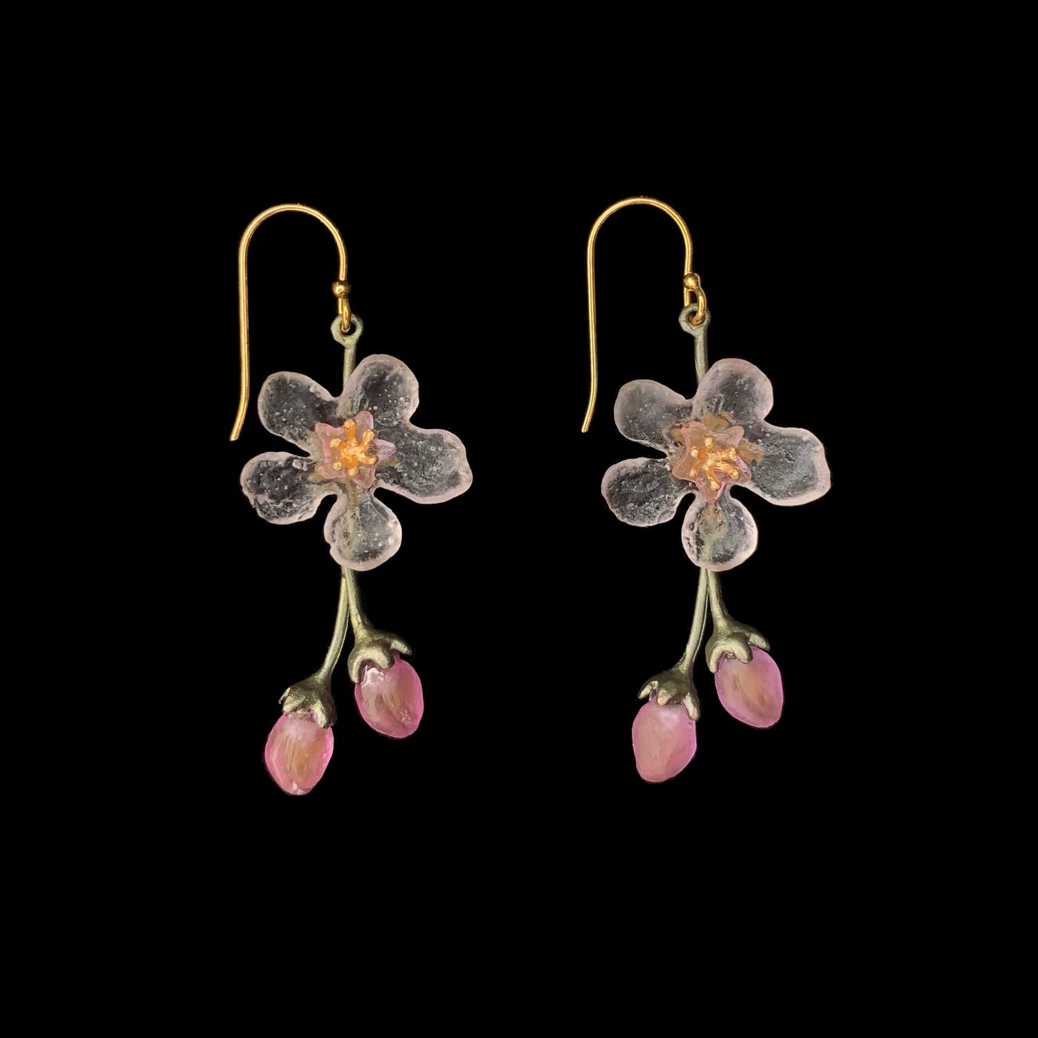 Peach Blossom Earrings - Flower Drop Wire – Michael Michaud US