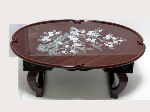 螺鈿お膳・梅の木 朱