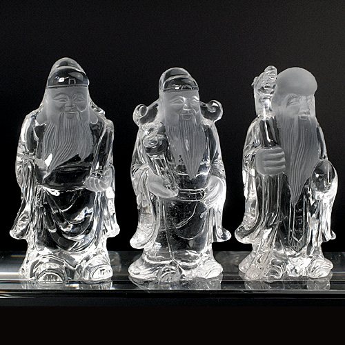 福祿壽 アイボリージェイド石の彫刻品