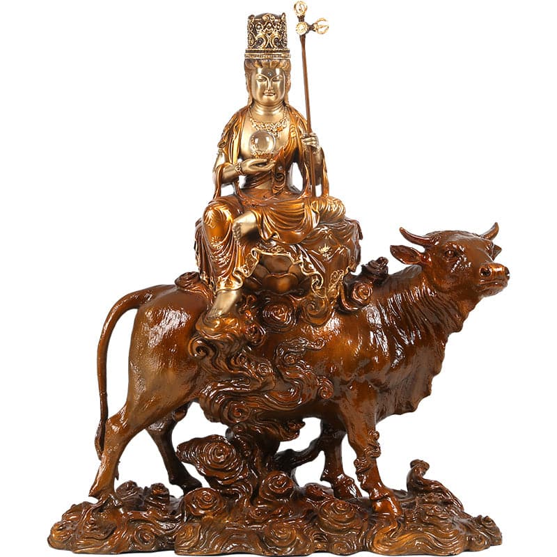 極上彫り 仏像 銅製 牛上虚空蔵菩薩 銅像 – 念珊閣仏像