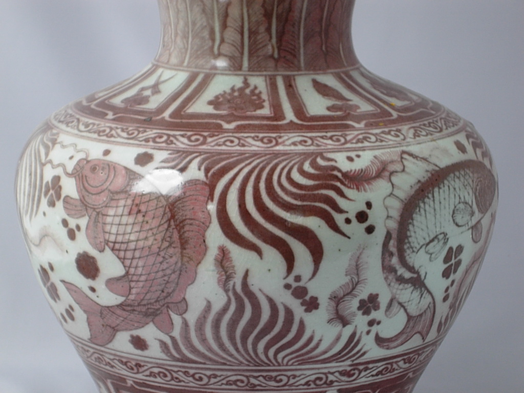 中国 釉里紅 四足水注 扁壷 M 7325C 【公式通販】