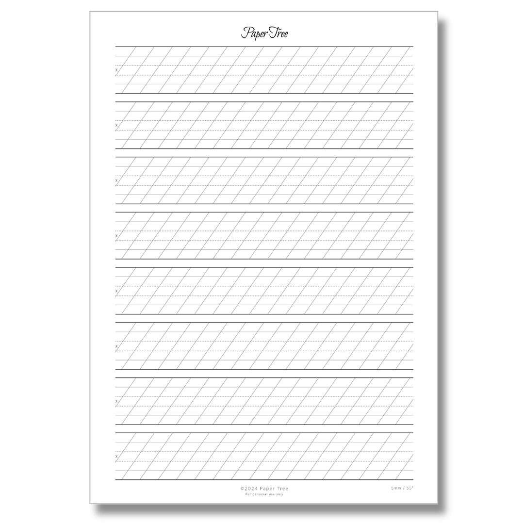 Paper Tree Original/カリグラフィーガイドシート/Calligraphy Guide Sheet