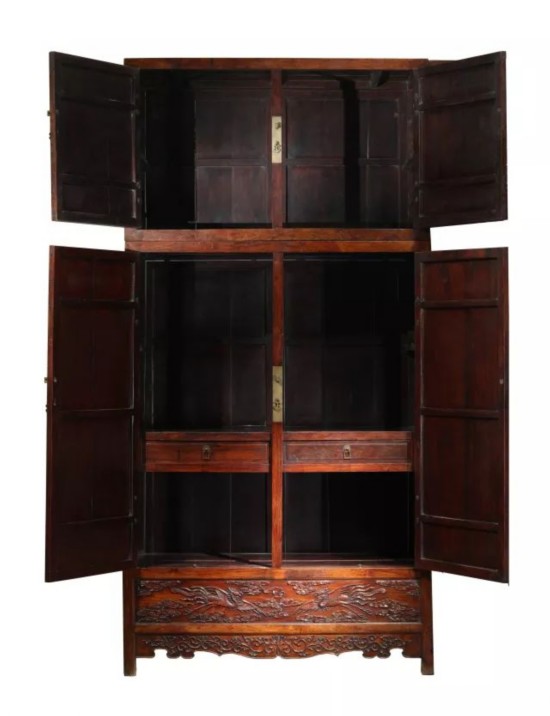 清水山房藏康熙御制黄花梨雕鸾凤牡丹纹大四件柜鉴评--红木频道--人民网