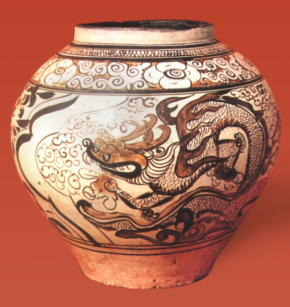 中国磁州窯竜紋壺