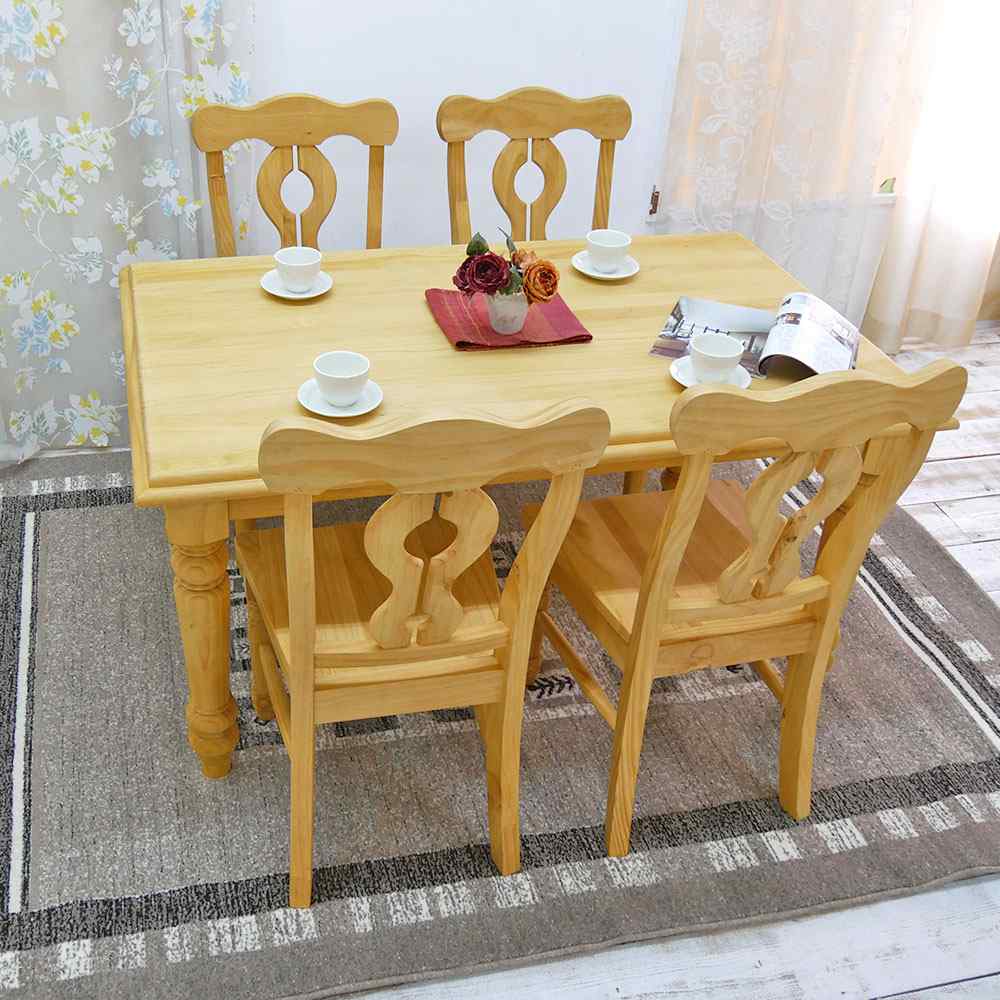 ダイニングテーブル4人掛セット｜幅140cm｜パイン材チェア4脚