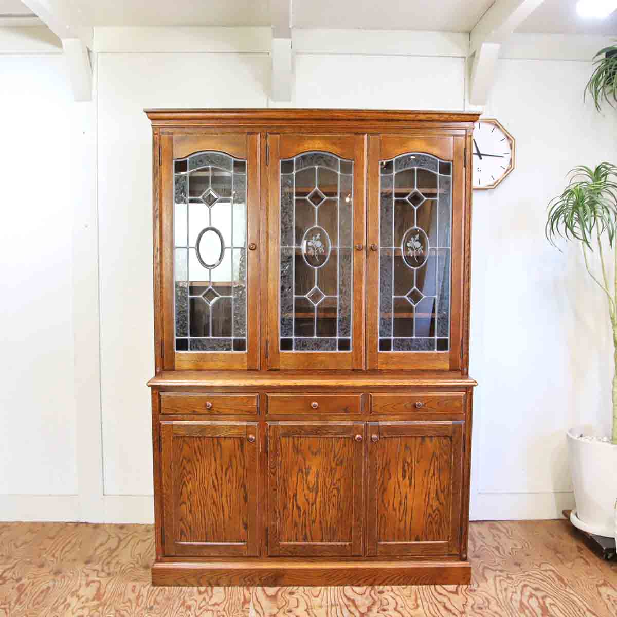 三越家具 三越ブルージュ オーク材 ガラスキャビネットカントリー