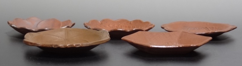 せんべい皿 鯛の図A 5枚セット 絵備前 色備前 備前焼 小皿