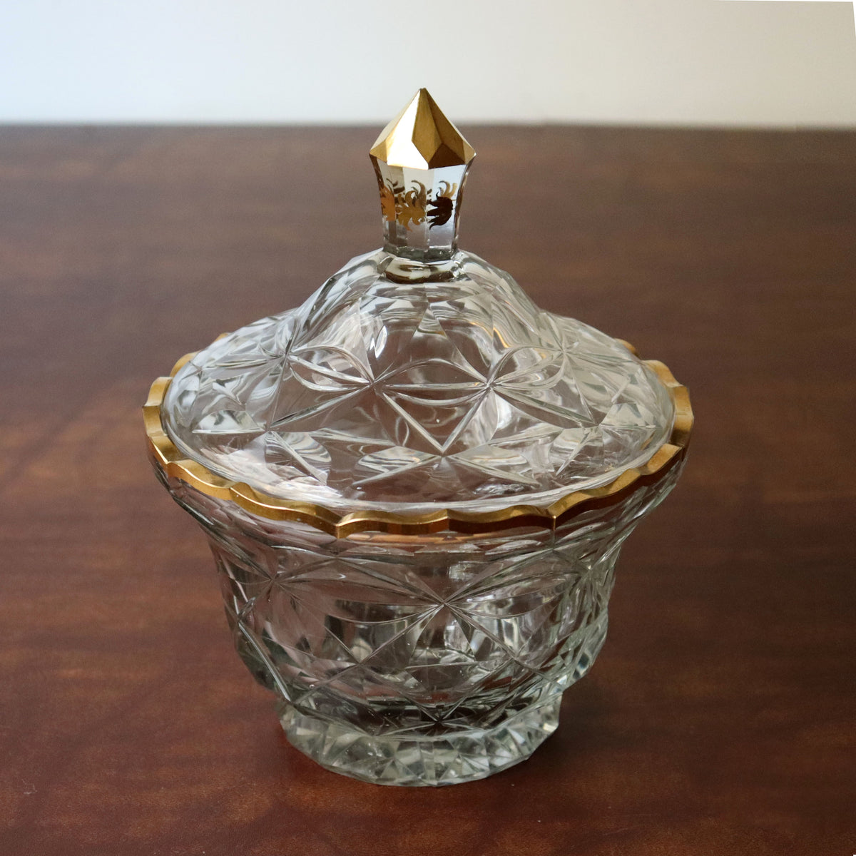 伎山（ギヤマン）切子蓋物 【cut glass pot】[k0561] – 青梵ギャラリー