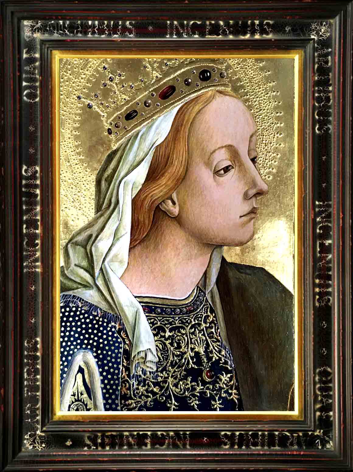 肖像画 テンペラ画 女性の横顔 肖像画 テンペラ画 女性の横顔