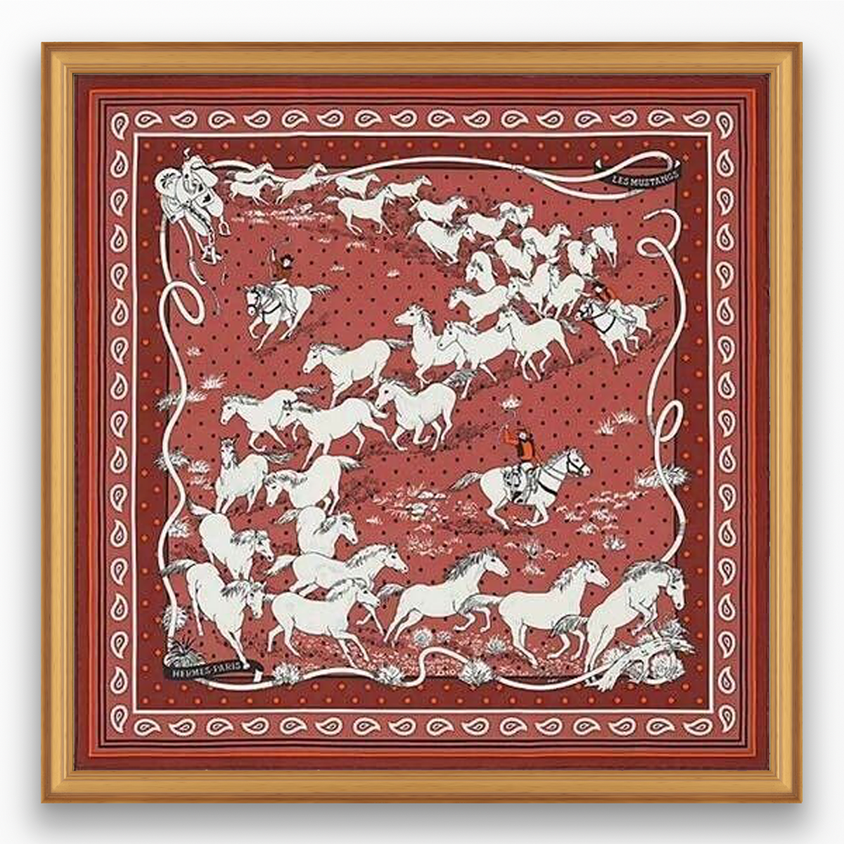 Hermès Les Mustangs Framed Scarf | Maison George