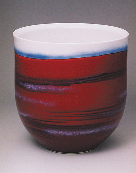 日展作家) 初代真右エ門作 【油滴天目壺】 辰砂・油滴