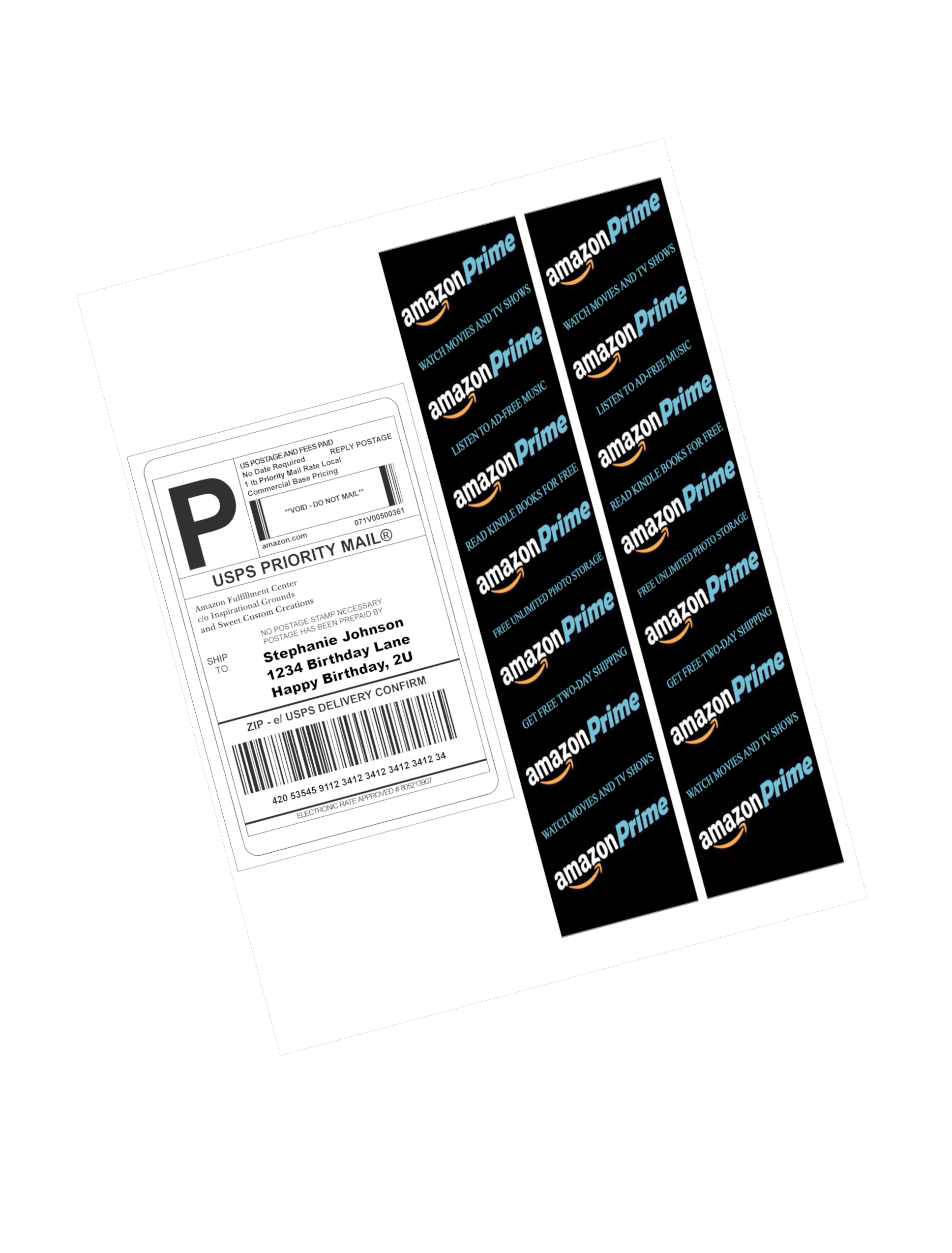 Amazon Prime USPS Priority Label Edible Image Frosting Sheet #1 (3