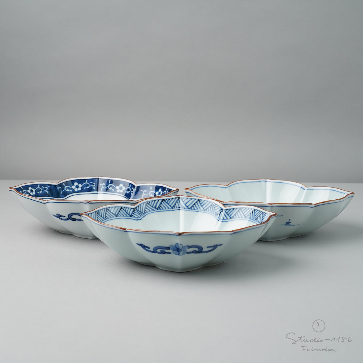 A926-1/小川文斉 造/花文字向付鉢/中鉢/盛鉢/飾鉢/