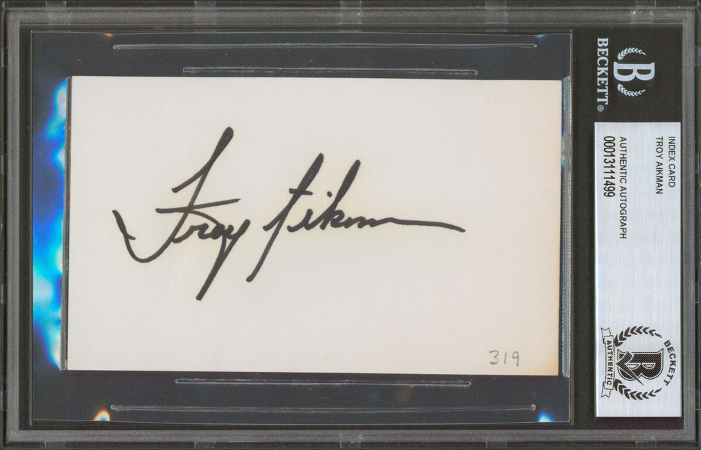 Cowboys Troy Aikman Authentic Vintage Signed 3x5 Index Card BAS