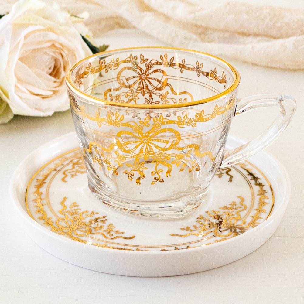 カップ＆ソーサー ガラス コーヒー・ティー兼用 おしゃれ アンティーク