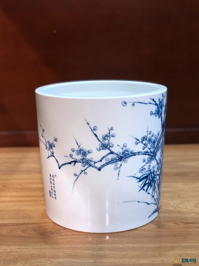 中国 景徳鎮 曹(Cao ganyuan)氏作 筆筒 中国 景徳鎮 曹(Cao ganyuan)氏