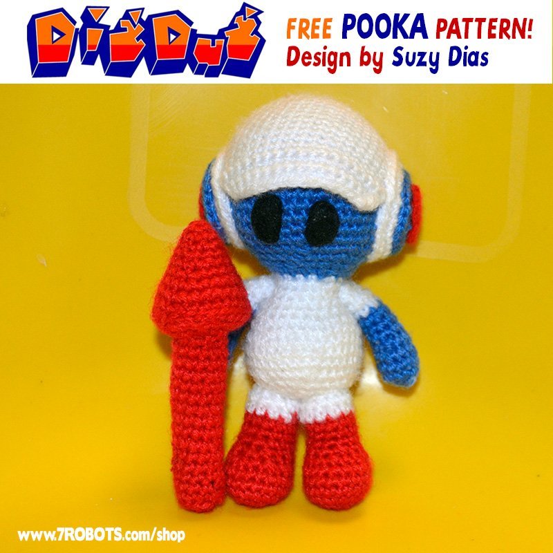 Crochet Dig Dug FREE pattern by Suzy Dias for 7 Robots