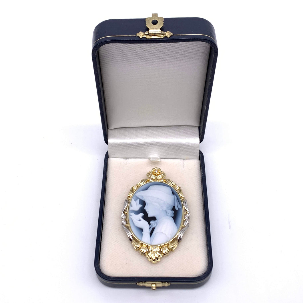 オニキスと18金とp t900カメオブローチ