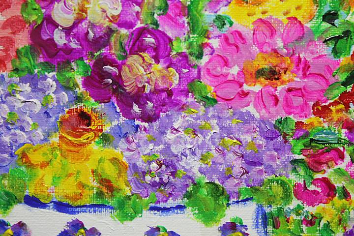 真作】レスリーセイヤー「ひまわりの花瓶」油彩 4号真作】レスリー