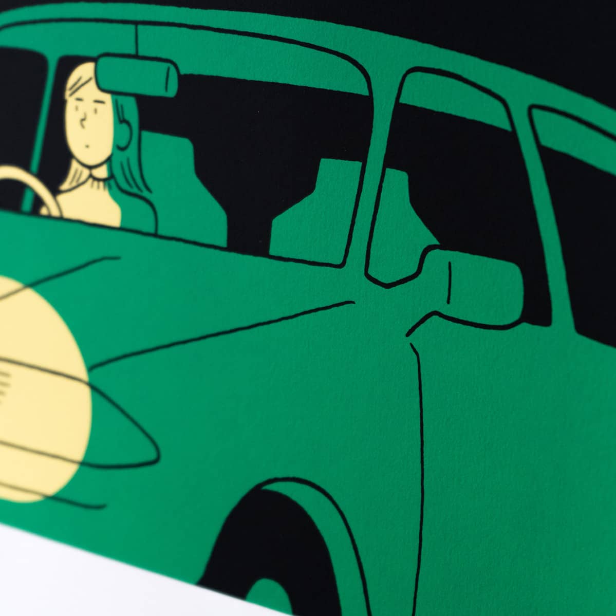 03-1 「I'm in the car.[Green]」シルクスクリーン プリント / 小幡彩