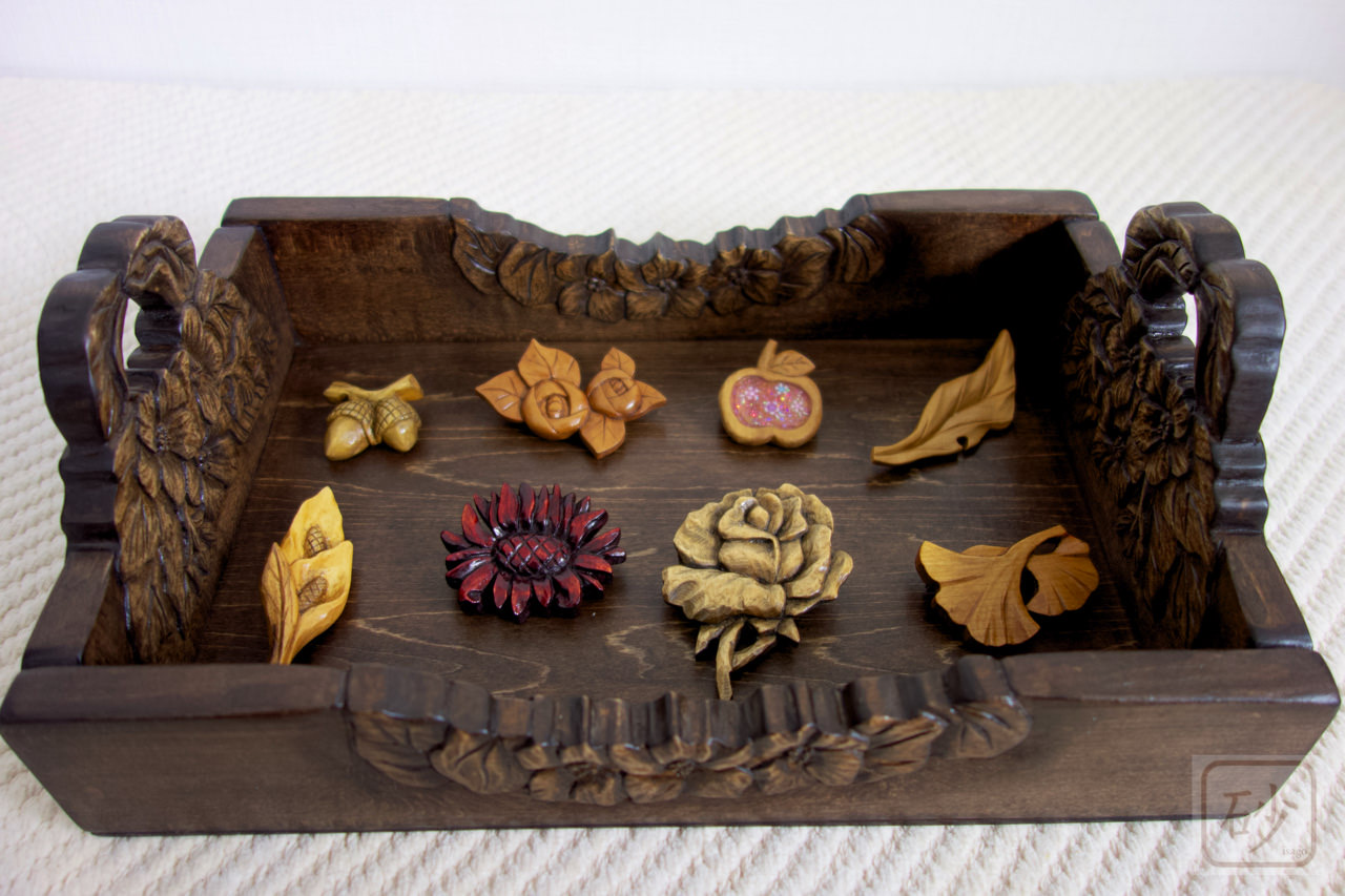 木彫り 取っ手付き花柄トレイを再び制作する【リベンジ】 | 木を彫る日々