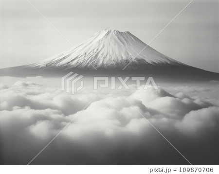 伝 雪舟 『雲海之富士』/水墨画 山水 古画 破墨富士