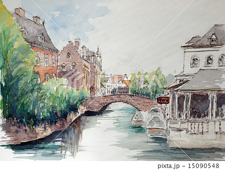 ベルギーの世界遺産 ブルージュのスケッチのイラスト素材 [15090548