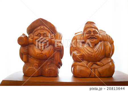 木造の大黒様と恵比寿様の写真素材 [20813644] - PIXTA 大黒さま