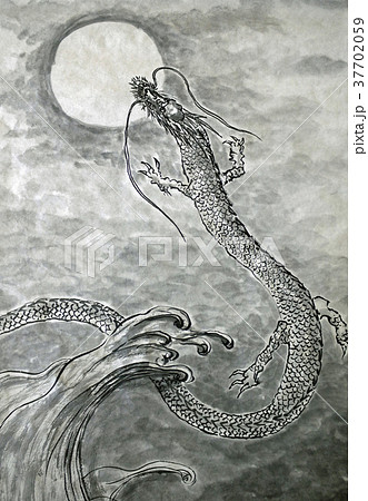 水墨画登り竜