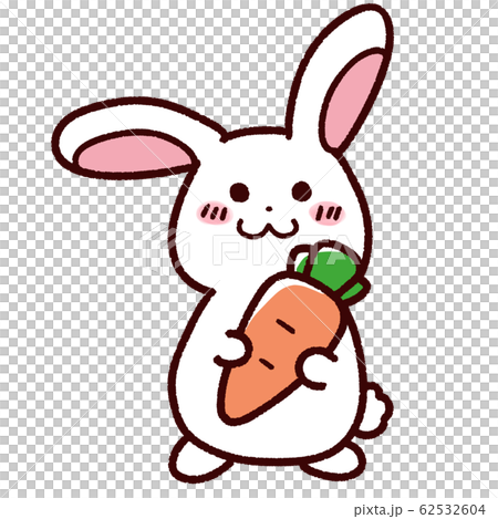 大きなニンジンを持ったかわいいウサギのイラスト素材 [62532604] - PIXTA