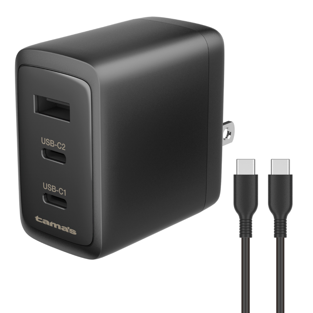 PD65W コンセントチャージャー C×2+A CtoC ケーブル ブラック – 多摩