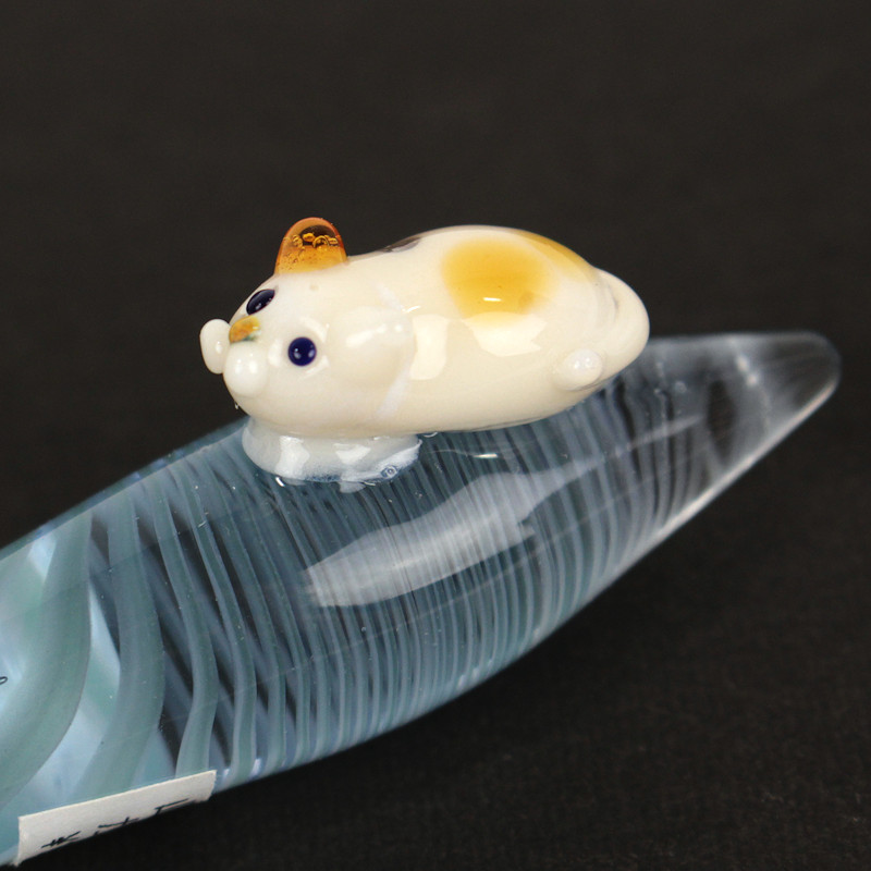 ひとつ房 ガラスペン 山田妙子・作 猫モチーフ 水色 16921 | たまや