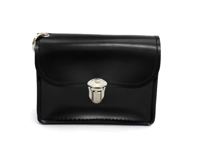 キーケース クラリーノ 留め金具付 黒 14x10cm - 警備用品・防犯用品