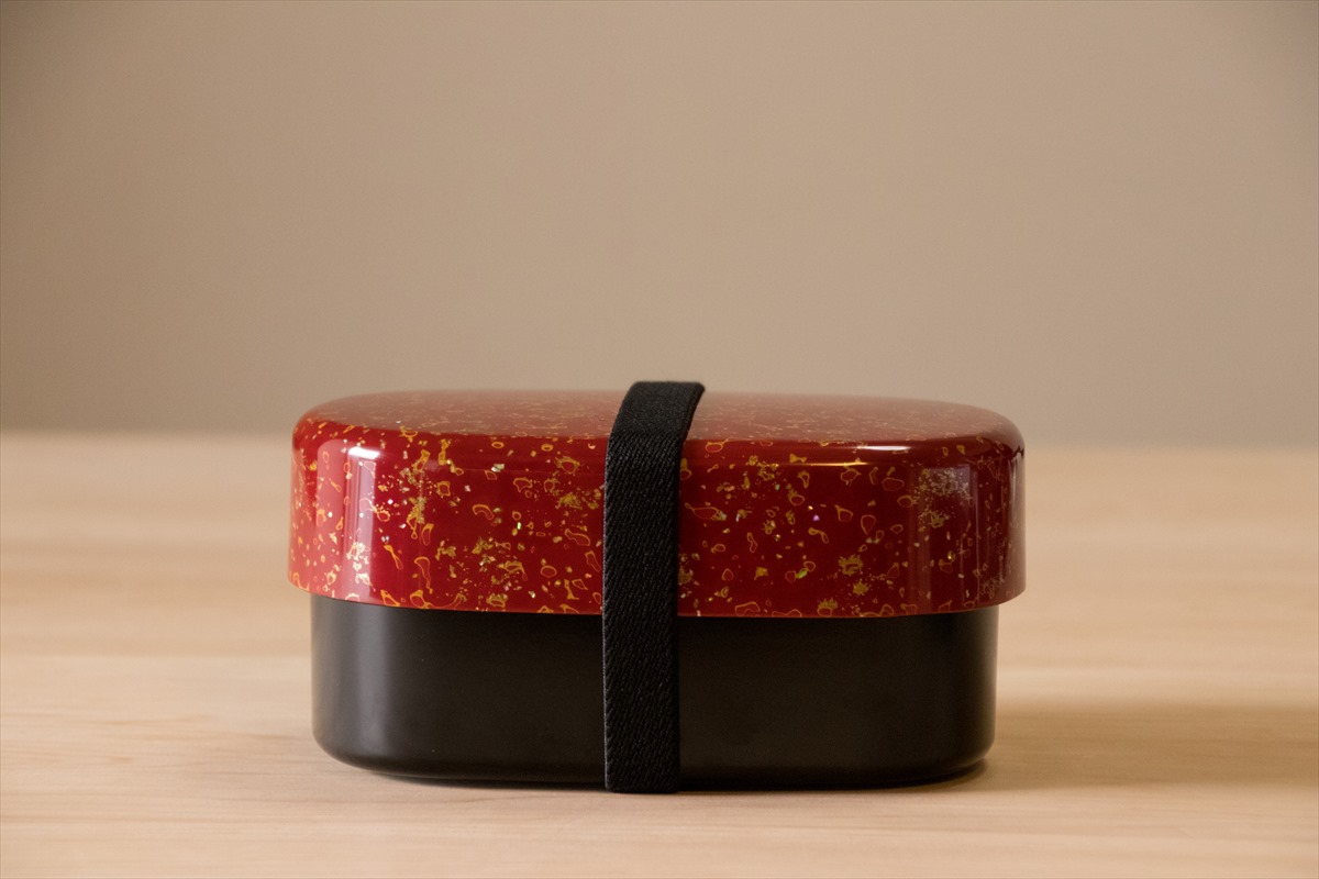 弁当箱】 唐塗 貝蒔 赤々 / [樹脂] 二段（食洗器・電子レンジ対応